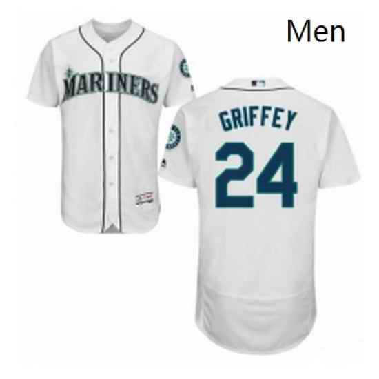 Mens Majestic Seattle Mariners 24 Ken Griffey White Home Flex Base Authentic Collection MLB Jersey
